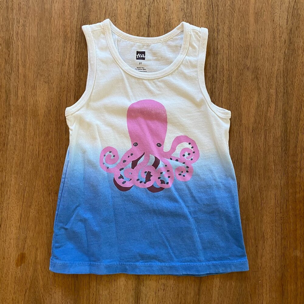 Tea Collection octopus tank top, size 3T, dip-dye, Merry Mollusk, sleeveless